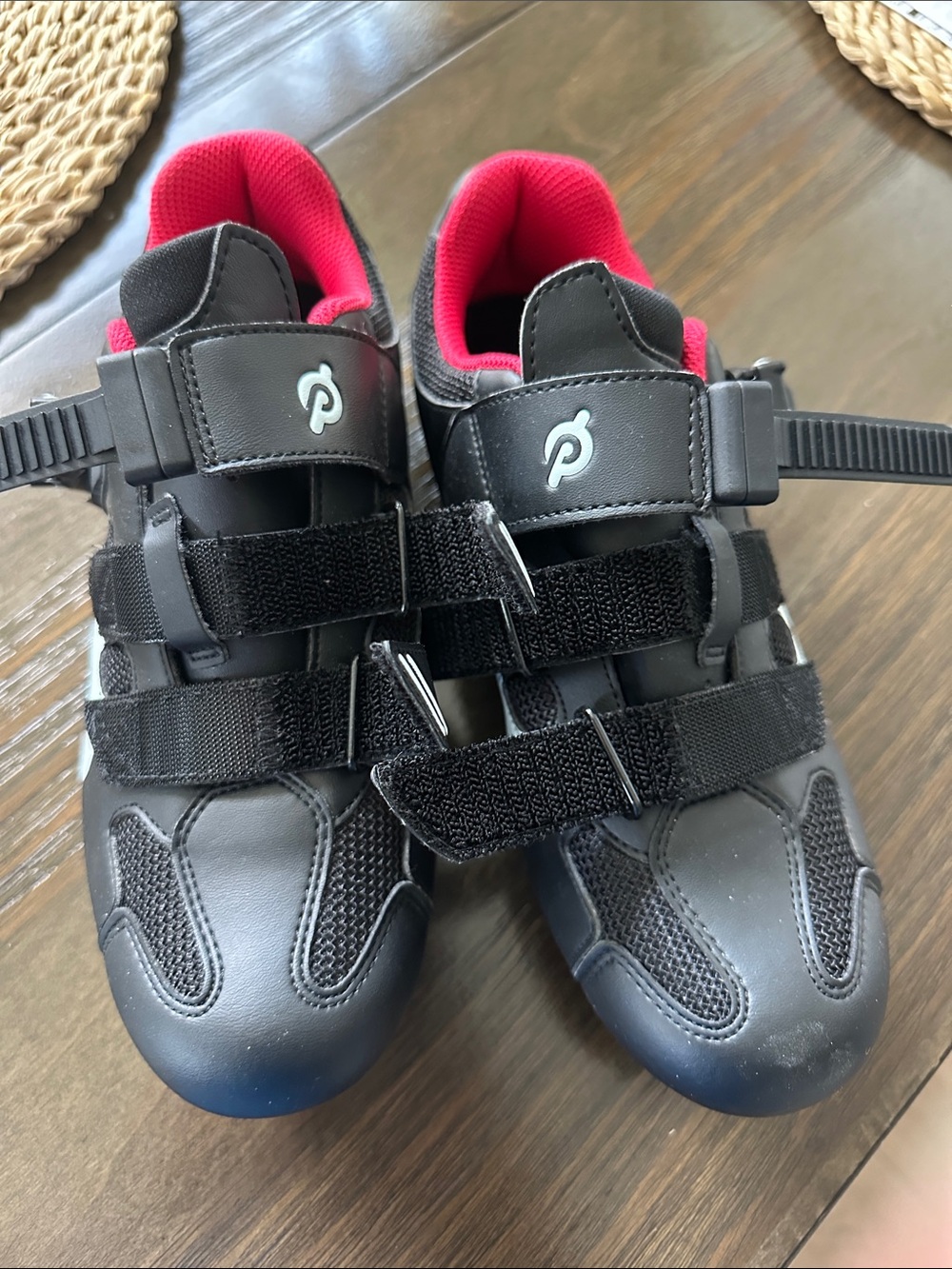 Peloton Black Cycling Shoes with Pink Interior